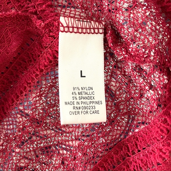 Red Shimmery Semi-Sheer Tank, Large - Picture 6 of 6